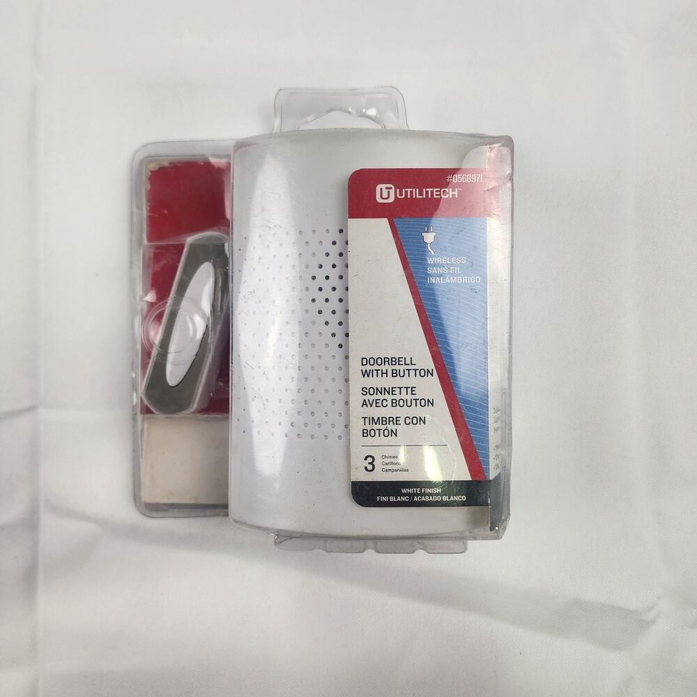 UTILITECH Doorbell with Button Wireless 3 Chimes #0568971 Battery Operated